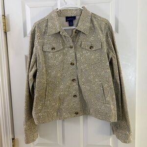 Charter Club Beige Floral Jean Jacket